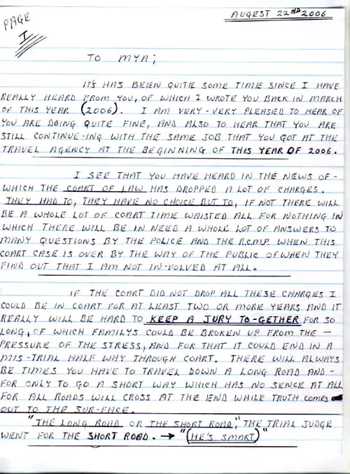 Robert Pickton letter