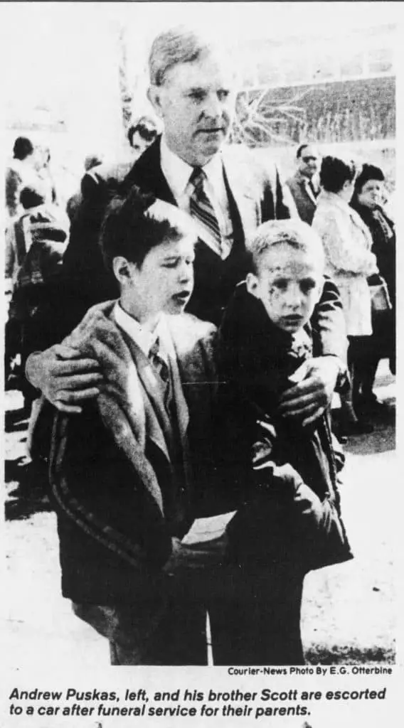 Andrew and Patricia Puskas: Drew and Scott at funeral