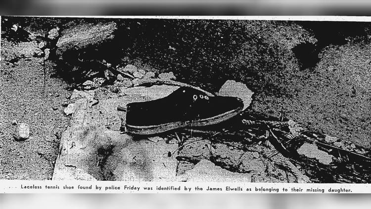 Judith Elwell and Brenda White: photo of Judith's lone shoe found in search