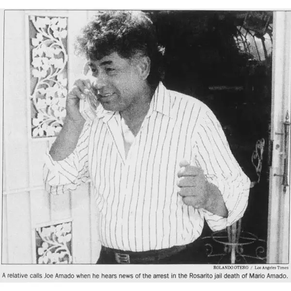 Mario Amado: photo of his brother, Joe Amado, talking on the phone outside his California home.
