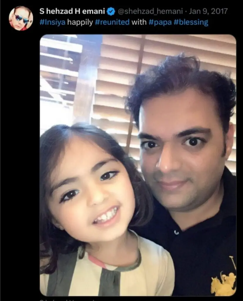 Insiya Hemani: Twitter post of Insiya with her father in January 2017