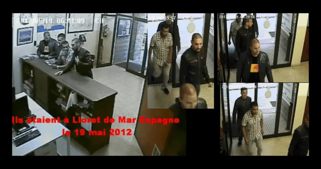 Craig Mallon: CCTV stillshots of French assailants entering police station in Spain