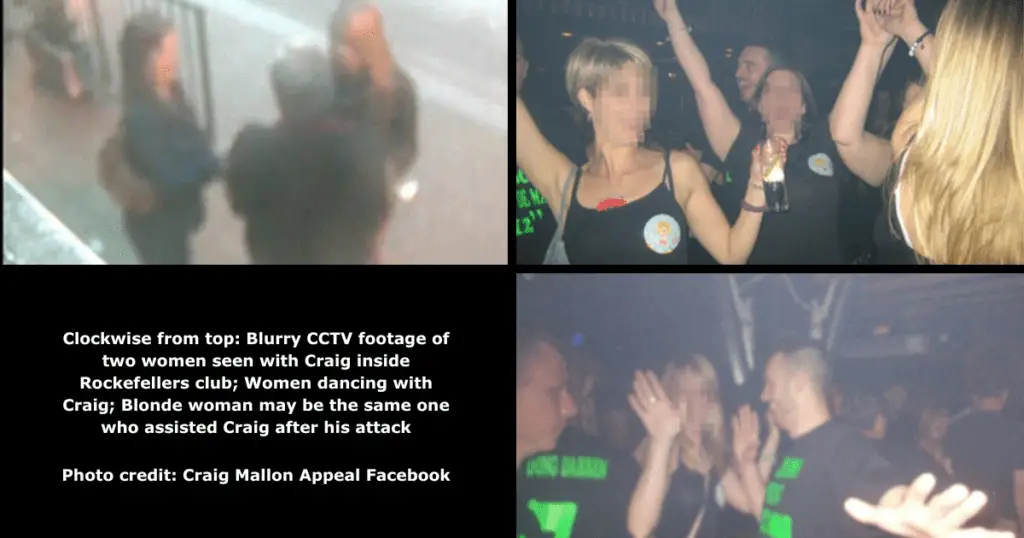 Craig Mallon: collage of two women seen with Craig before and after attack