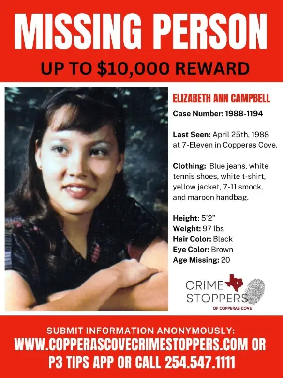 Elizabeth Ann Campbell - missing person flyer