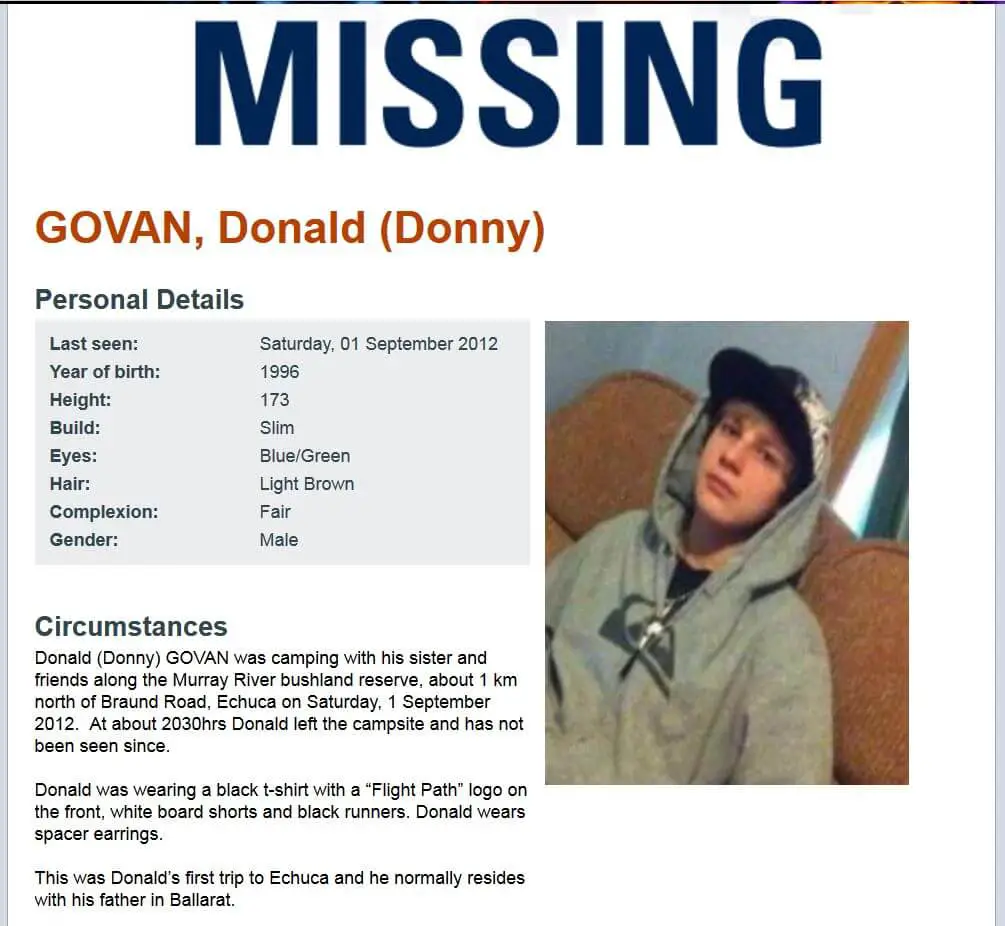 Donny Govan missing poster
